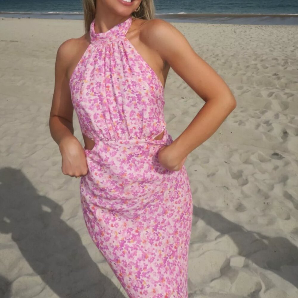 NWT ASTR Ambretta Floral Halter Midi Dress